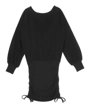 쭈리 오프숄더 사이드 개더 미니 맨투맨 원피스 ANAP