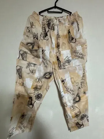 스칼라 바이오 가공 레이스 프린트 팬츠