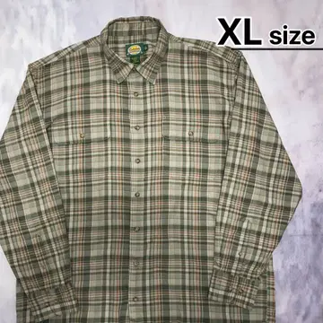 Cabela's 긴팔 셔츠 XL 카키 체크 무늬 엘보 패치 구제 의류