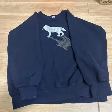 쿄토 쿠메 섬유 맨투맨 늑대 자수 네이비 XL 트레이닝복