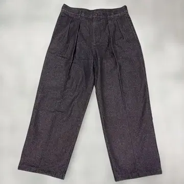 블랙 데님 와이드 팬츠 플리츠 포함