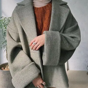 Link -곁길- 볼륨 체크 코트