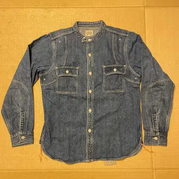 페로우즈 pherrow's 데님 셔츠 밴드 카라 턱끈 사이즈 40