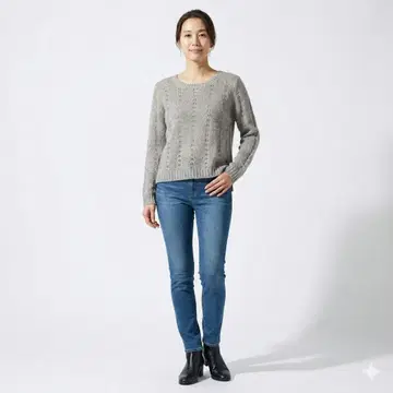 a.v.v 시스루 니트 L 그레이 성숙/러블리 레이어드 [ Z62 ]