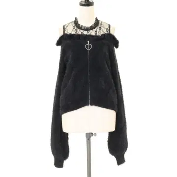 MA*RS 마즈 어깨 트임 샤기 니트탑 - 블랙