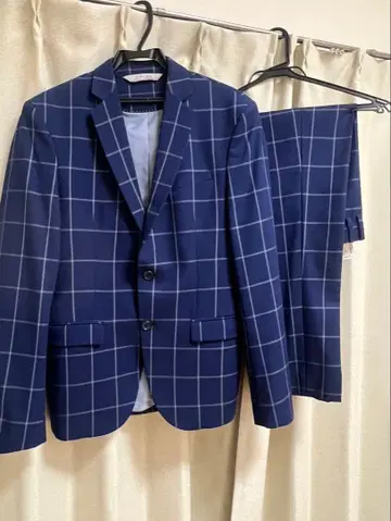 ZARA MAN 네이비 체크 무늬 수트