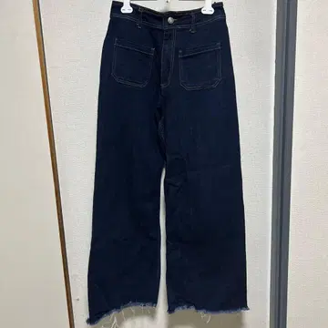 다크 블루 와이드 레그 데님