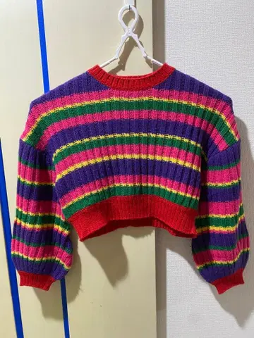 Candy stripper 크롭 니트 2 ( M )