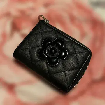 MARY QUANT L자형 지퍼 가죽 지갑