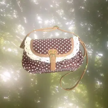 모리걸 도트 무늬 백 헤이세이 레트로 도트 브라운 숄더백 레이스
