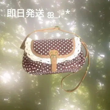 모리걸 도트 무늬 백 헤이세이 레트로 도트 브라운 숄더백 레이스