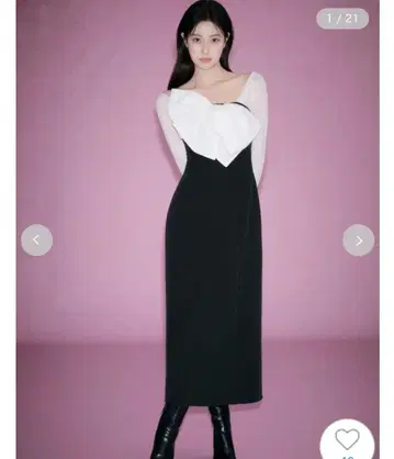 오프숄더 리본 드레스