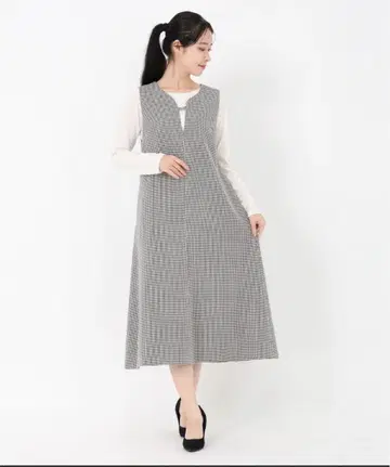 [새상품급] 스트로베리 필드 키넥 오버롤 스커트 하운드투스 패턴