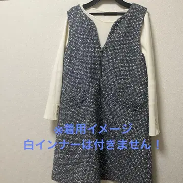 [ 새상품급 ] 스트로베리 필드 슬리브리스 트위드 미니 원피스 그레이