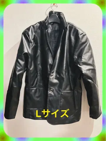 블랙 인조 가죽 테일러드 자켓 [ XL ]