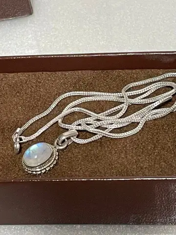 실버 925 문스톤 목걸이 약 45cm