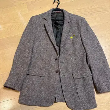 브라운 트위드 테일러드 자켓