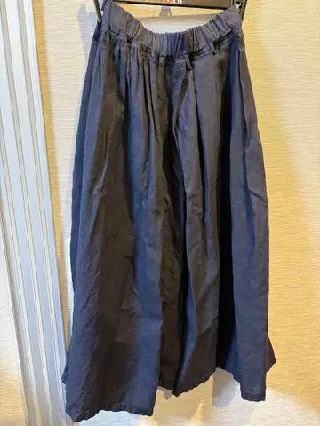 nest Robe 린넨 턱 개더 맥시 스커트 다크 네이비