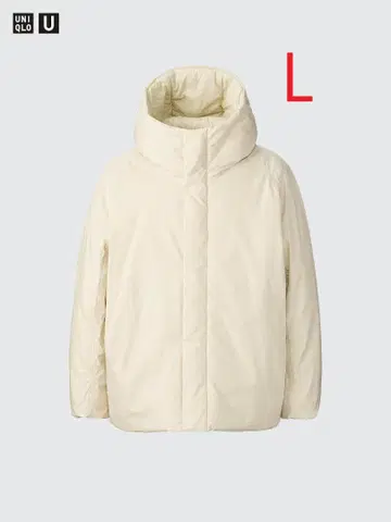 유니클로 퍼프 테크 볼륨 후드티 L 내추럴