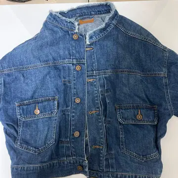 데님 자켓 프린지 옷깃 숏 기장