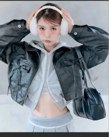 더블 리본 에코 레더 블루종