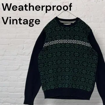 Weatherproof 노르딕 무늬 코튼 니트 M 네이비