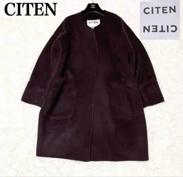 [ CITEN ] 시텐 울 오버 사이즈 노카라 롱 코트 Size F
