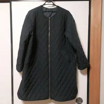 퀼팅 롱 코트 블랙 LL 사이즈