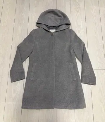 any SiS 후드 부착 롱 코트 그레이