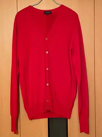 JOHN SMEDLEY 레드 V넥 가디건 S