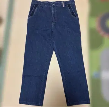 PAGELO 다크 블루 스트레이트 레그 데님