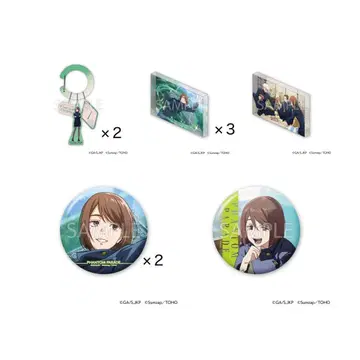 주술회전 팬파레 복권 이에리 캔뱃지 아크릴 블록 아크릴 키링 세트