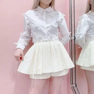 lillilly 리본 숏 블라우스 화이트