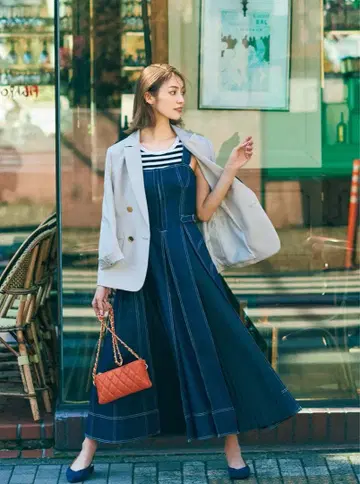 CASA FLINE 카사플라인 프론트 후크 데님 원피스