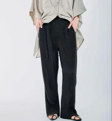 렙심*셀프컷 가능 플리츠 이지 팬츠 블랙 새상품