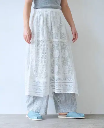 yuni india 패치워크 레이스 레이어드 스커트