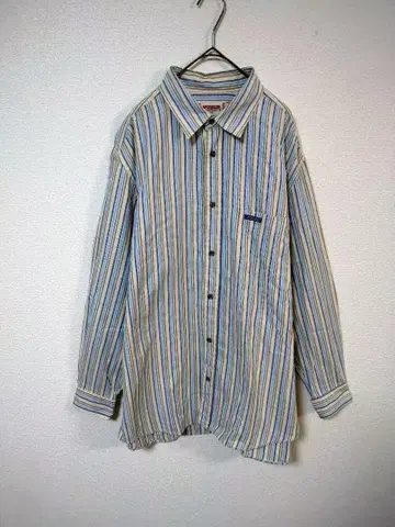 레어 90년대~00년대 맥레거 긴팔 셔츠 남성용 XL 스트라이프 면