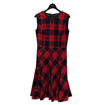아나이 체크 원피스 레드 블랙