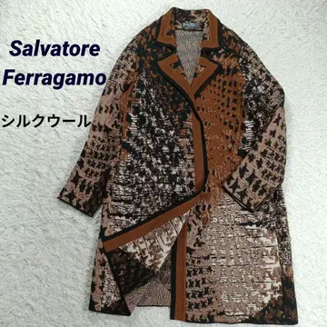 살바토레 페라가모 울 캐시미어 니트 코트 롱 기장 올 패턴