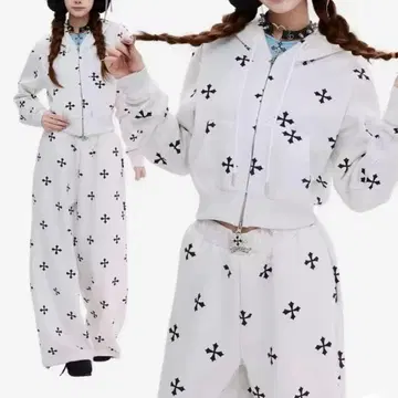 PBB 크로스 프린트 맨투맨 투피스 셋업