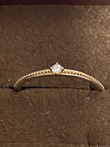 agete K10 밀로 쳐서 만든 싱글 볼 다이아몬드 반지 11호