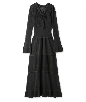 24SS 스나이델 크로셰 니트 원피스 블랙