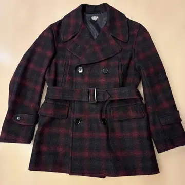 중고 블랙사인 체크 자켓 36 빨간색 x 블랙