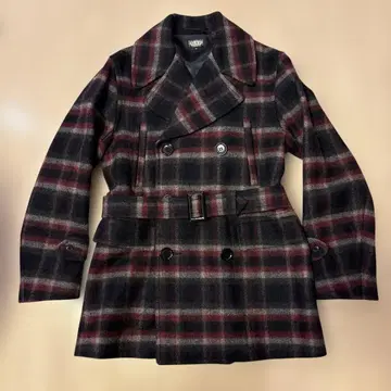 중고 블랙사인 체크 자켓 36 블랙 x 빨간색 x 베이지