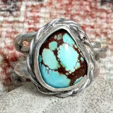 애리조나 터콰이즈 브라운 웹 실버 925 반지