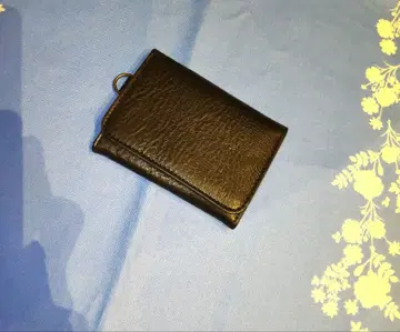 블랙 천연 가죽 명함지갑 2단 접이식