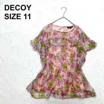 데코이 꽃무늬 쉬폰 블라우스 실크 100% 프릴 보타니컬 (1360)