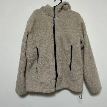 플리스 자켓 베이지 후드 부착