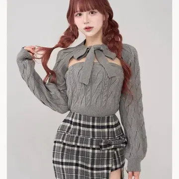 Darich 케이블 앙상블 니트탑 그레이