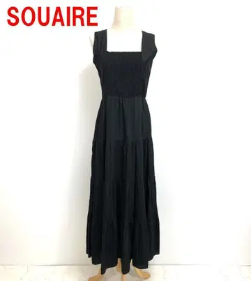 A5631 SOUAIRE 롱 원피스 슬리브리스 안감 있음 블랙 M